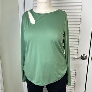 Pro Player Athletic Top 2X Green Cutout Shoulder Long Sleeve Active Shirt
